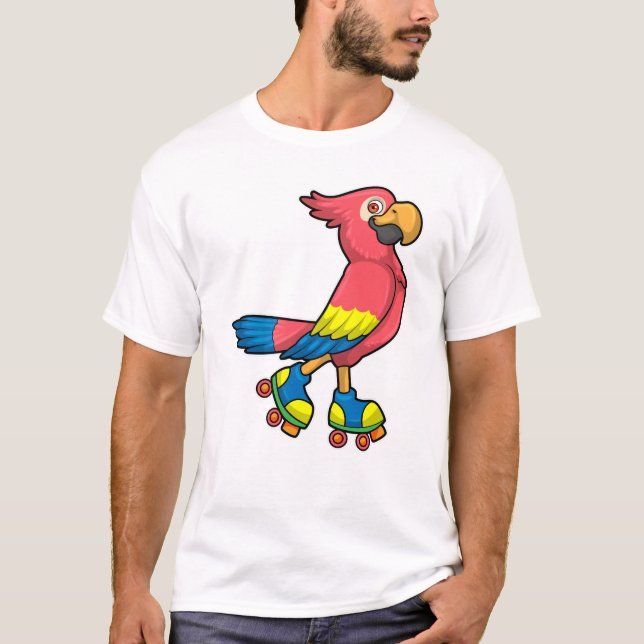 Parrot as Skater with Roller skates T-Shirt (Front)