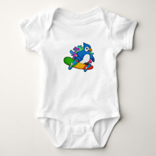 Parrot as Skater with Skateboard Baby Bodysuit