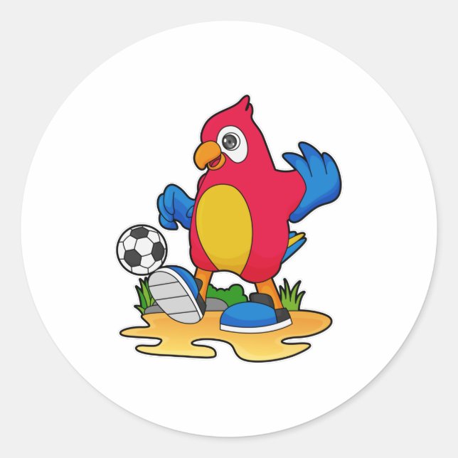 Parrot as Soccer player with Soccer Classic Round Sticker (Front)