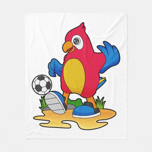 Parrot as Soccer player with Soccer Fleece Blanket (Front)