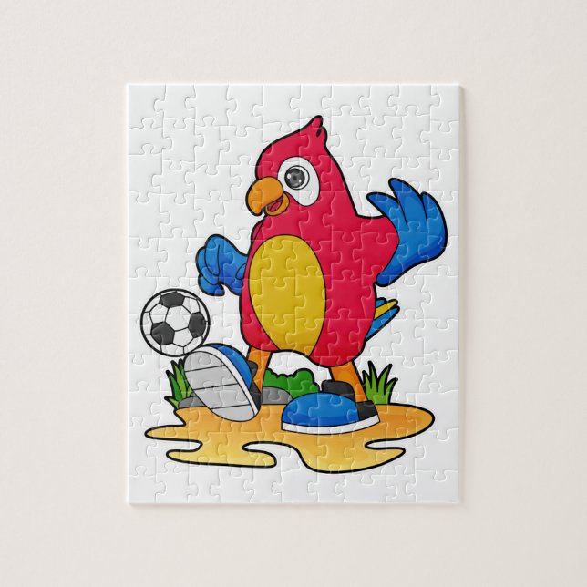 Parrot as Soccer player with Soccer Jigsaw Puzzle (Vertical)