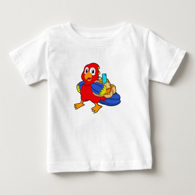 Parrot as Student with Backpack Baby T-Shirt (Front)