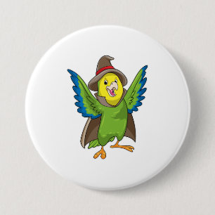 Parrot as Wizard with Hat 3 Inch Round Button