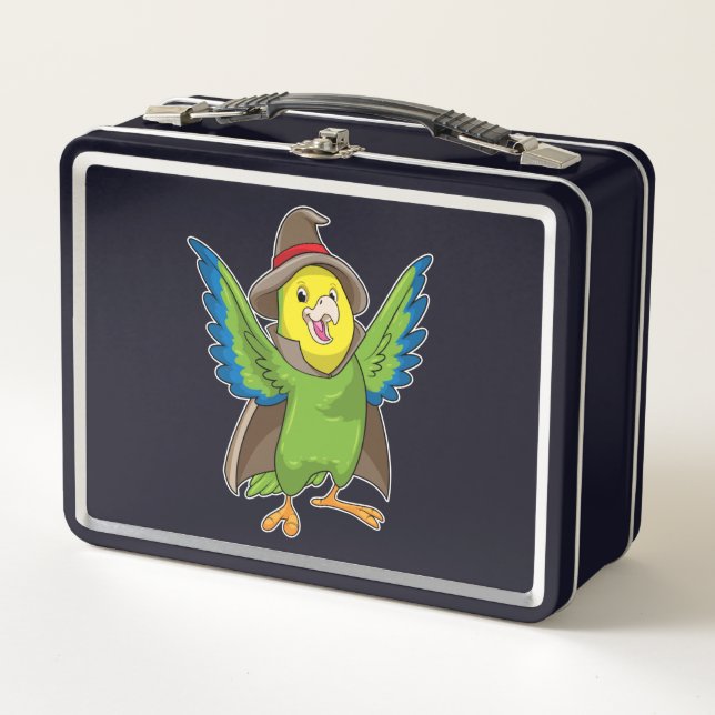 Parrot as Wizard with Hat Metal Lunch Box (Front)