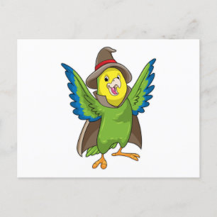 Parrot as Wizard with Hat Postcard