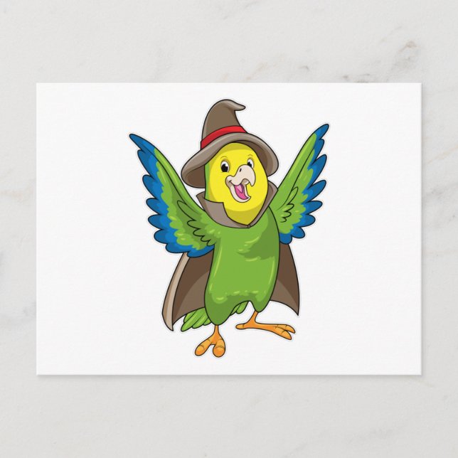 Parrot as Wizard with Hat Postcard (Front)