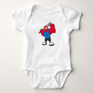 Parrot at Baseball with Baseball bat Baby Bodysuit