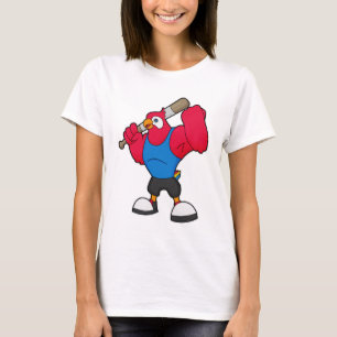 Parrot at Baseball with Baseball bat T-Shirt
