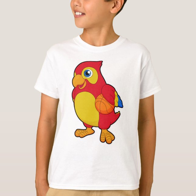 Parrot at Basketball Sports T-Shirt (Front)