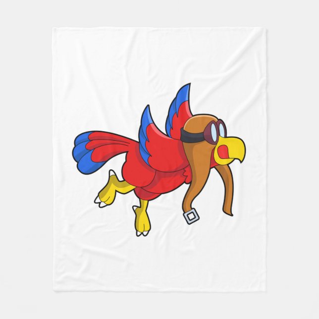 Parrot at Flying as Pilot Fleece Blanket (Front)