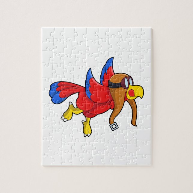 Parrot at Flying as Pilot Jigsaw Puzzle (Vertical)