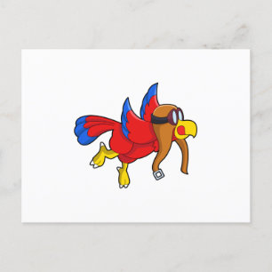 Parrot at Flying as Pilot Postcard