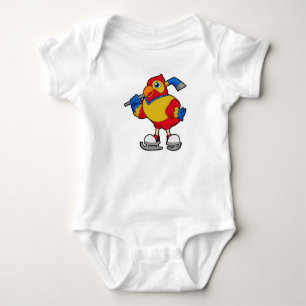 Parrot at Hockey with Hockey stick Baby Bodysuit