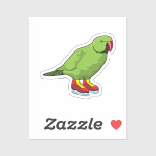 Parrot at Ice skating with Ice skates