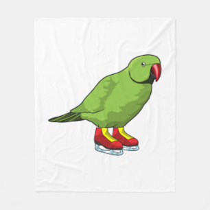 Parrot at Ice skating with Ice skates Fleece Blanket