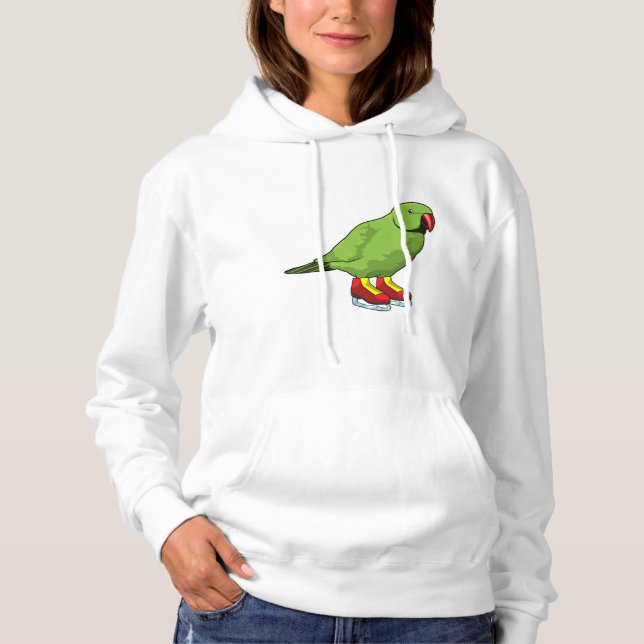 Parrot at Ice skating with Ice skates Hoodie (Front)