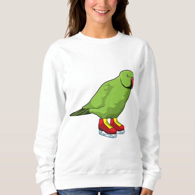 Parrot at Ice skating with Ice skates Sweatshirt (Front)
