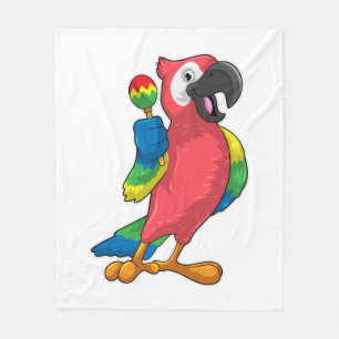 Parrot at Music with Maracas Fleece Blanket