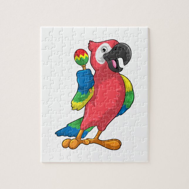 Parrot at Music with Maracas Jigsaw Puzzle (Vertical)