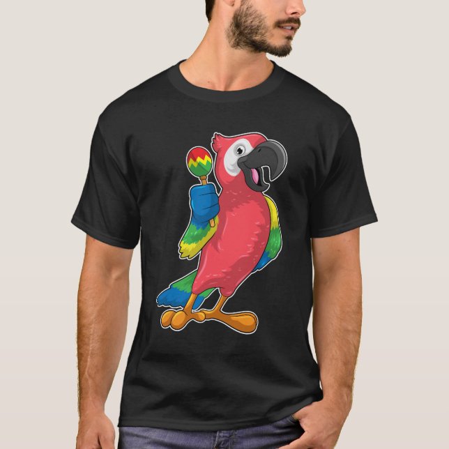 Parrot at Music with Maracas T-Shirt (Front)