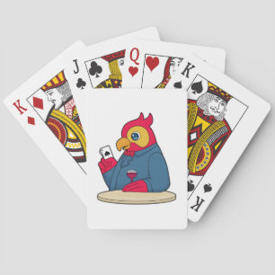 Parrot at Poker with Poker cards