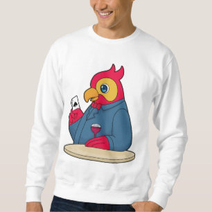 Parrot at Poker with Poker cards Sweatshirt