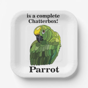 Parrot Bird Chatterbox Funny Tropical Party Paper Plate