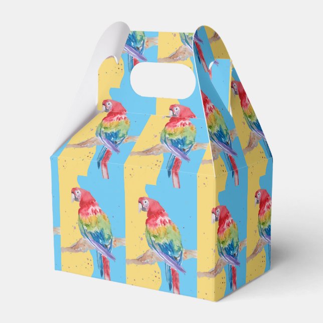 Parrot Bird Childs Boys Birthday Cake Favor Box (Front Side)