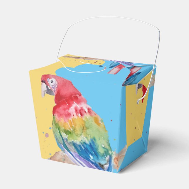 Parrot Bird Childs Boys Birthday Cake Favor Box (Front Side)