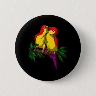 Parrot Bird Cute Couple 2 Inch Round Button