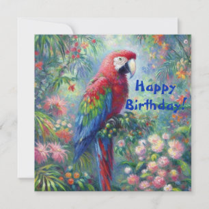Parrot Bird Jungle Floral Carte d'anniversaire