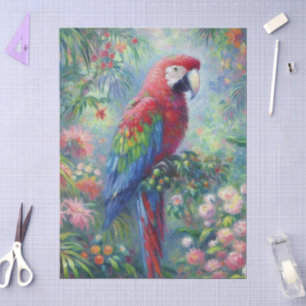 Parrot Bird Jungle Floral Impressionism Decoupage Tissue Paper