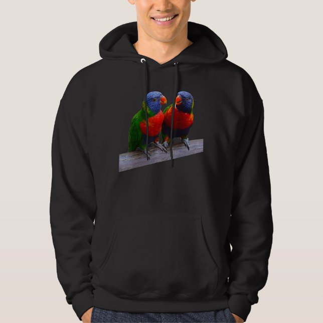 Parrot Bird Two Rainbow Lorikeet Parrots Ornitholo Hoodie (Front)