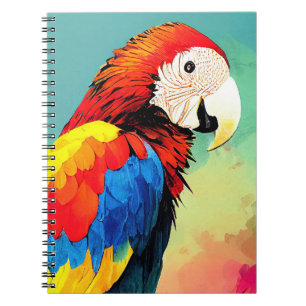 Parrot Bird Wild Nature Animal Color Art Painting Notebook