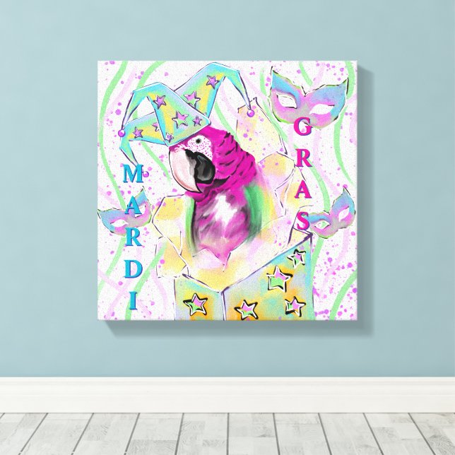Parrot Canvas Print (Insitu(Wood Floor))