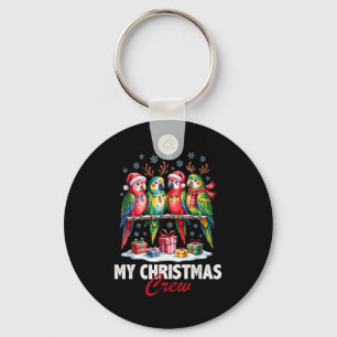 Parrot Christmas Crew Cute Bird Lovers Funny Holid Keychain