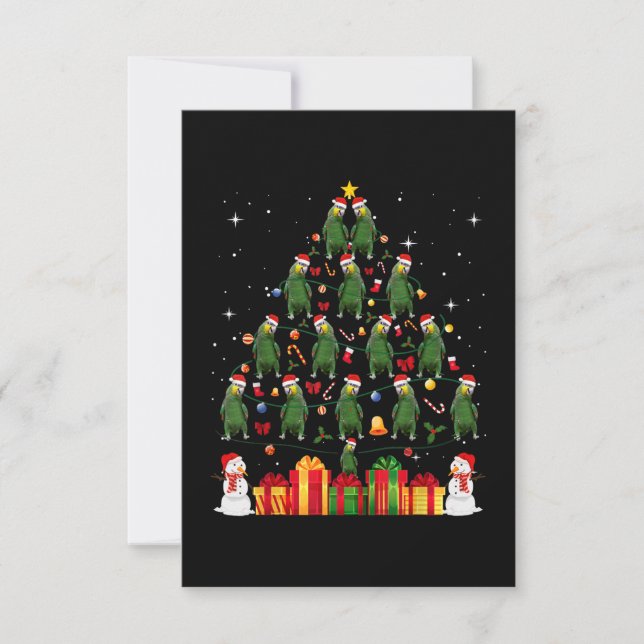 Parrot Christmas Tree Cute Xmas Gift Lover Lights Card (Front)