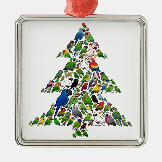 Parrot Christmas Tree Metal Ornament (Front)