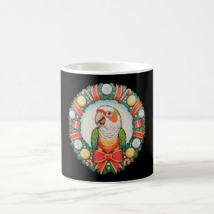 Parrot Christmas Wreath Green Cheek Conure Xmas Coffee Mug