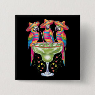 Parrot Cinco De Mayo Funny Drinking Mexican Fiesta 2 Inch Square Button