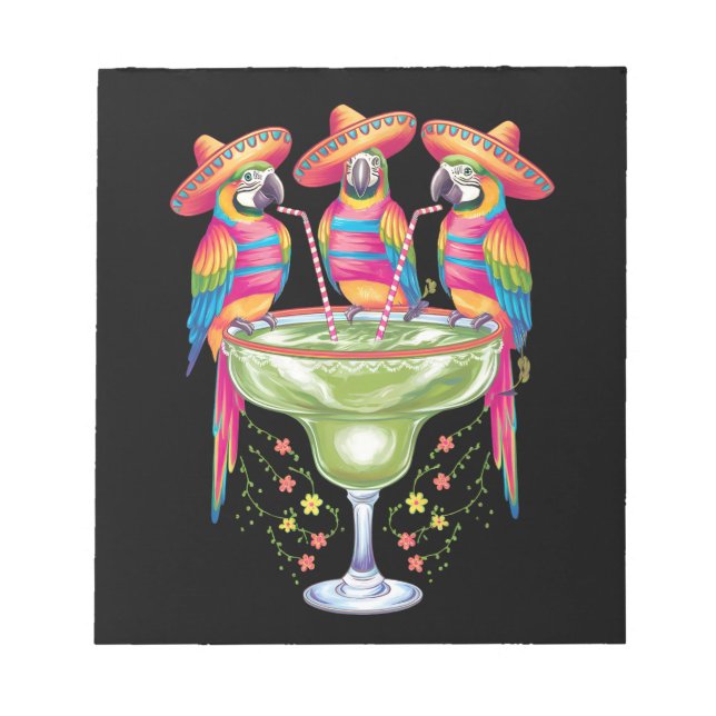 Parrot Cinco De Mayo Funny Drinking Mexican Fiesta Notepad (Front)