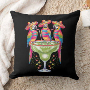 Parrot Cinco De Mayo Funny Drinking Mexican Fiesta Throw Pillow