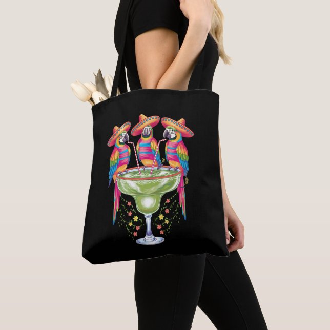 Parrot Cinco De Mayo Funny Drinking Mexican Fiesta Tote Bag (Close Up)