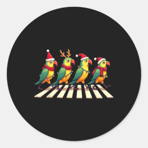 Parrot Crossing Road Xmas Classic Round Sticker