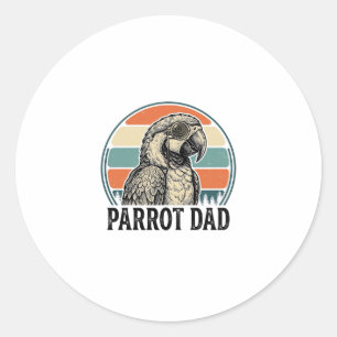 Parrot Dad Vintage Sunset Engraving Shirt Design_1 Classic Round Sticker