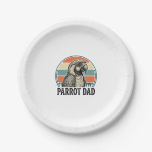 Parrot Dad Vintage Sunset Engraving Shirt Design_1 Paper Plate
