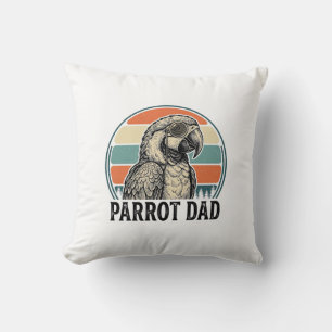 Parrot Dad Vintage Sunset Engraving Shirt Design_1 Throw Pillow
