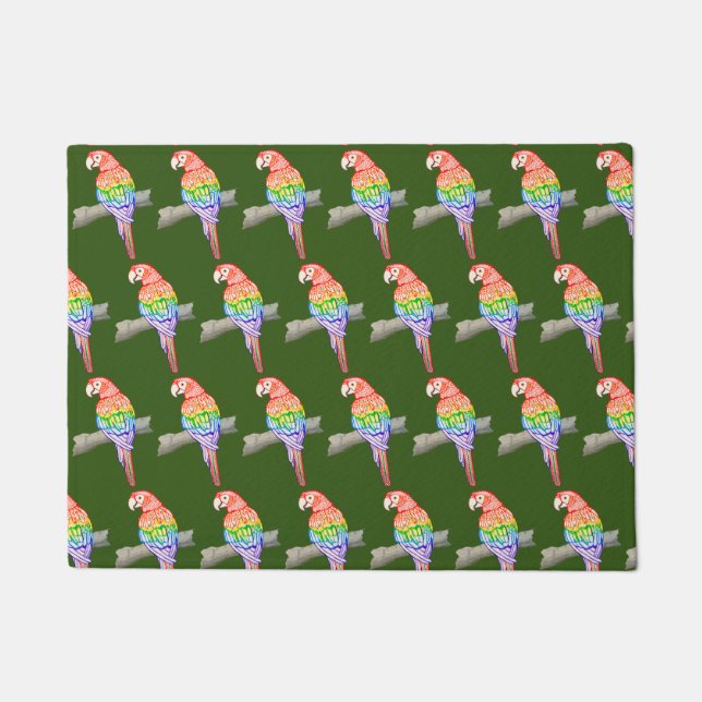 Parrot design door mat green (Front)