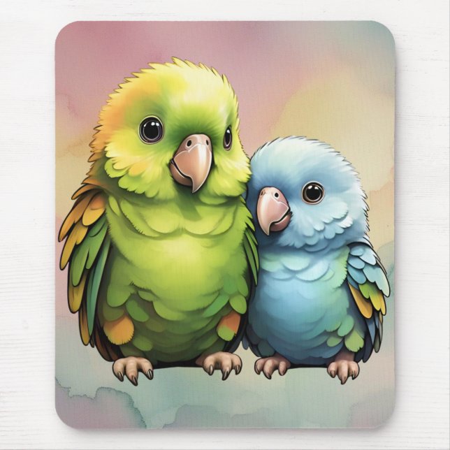 Parrot_design.no.1- by Maaya Prints,  Mouse Pad (Front)
