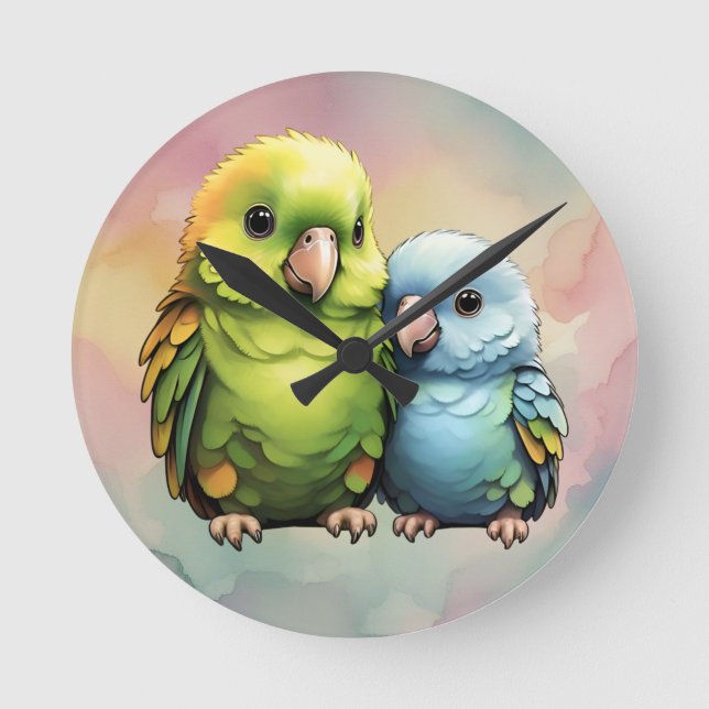 Parrot_design.no.1- by Maaya Prints, Round Clock (Front)